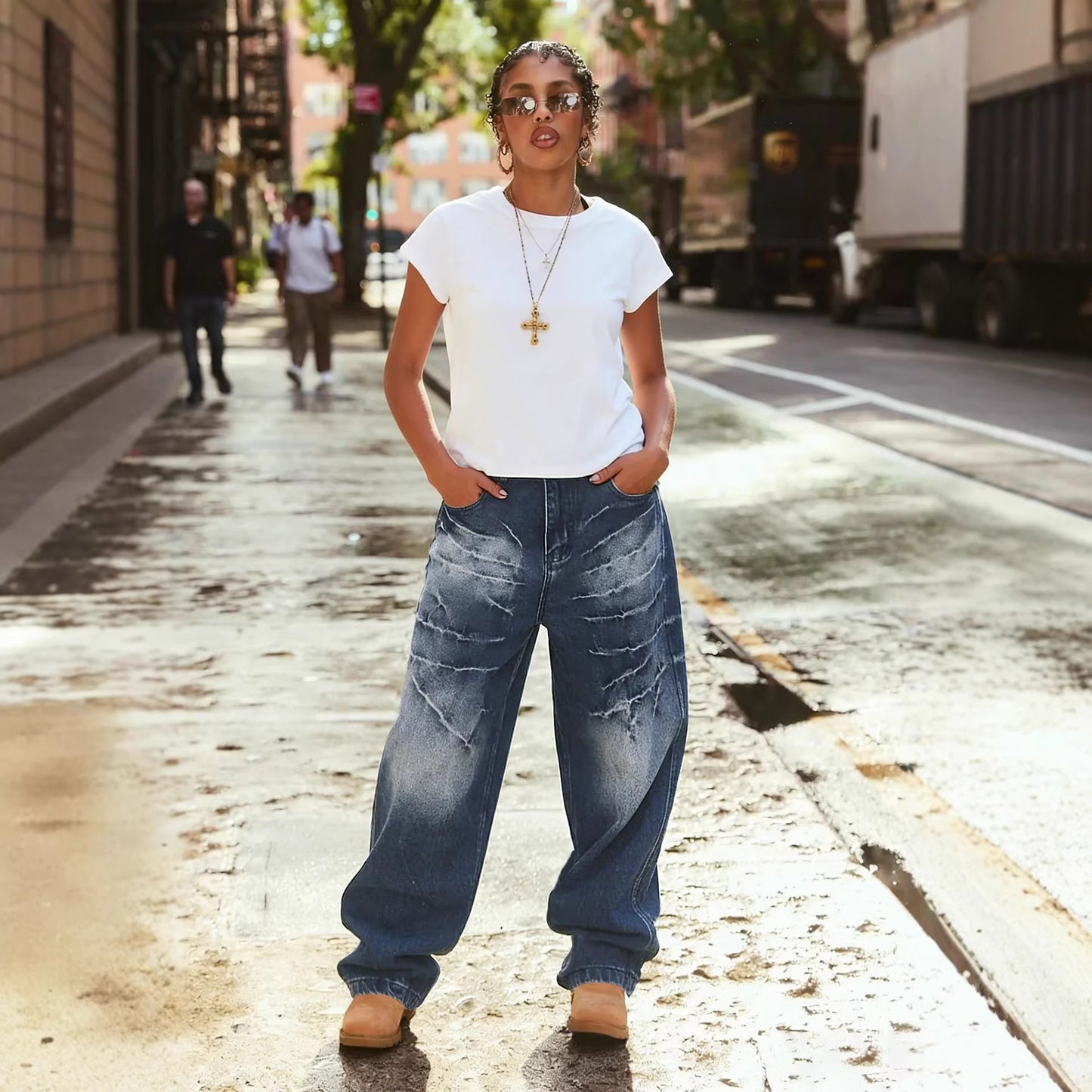 SUÐR Signature Baggy Jeans Mid-Wash