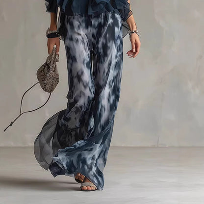 Sleeveless Halter Neck Top with Printed Wide Leg Pants Summer New Arrival eprolo