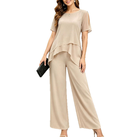 Irregular top wide leg long pants two-piece set eprolo