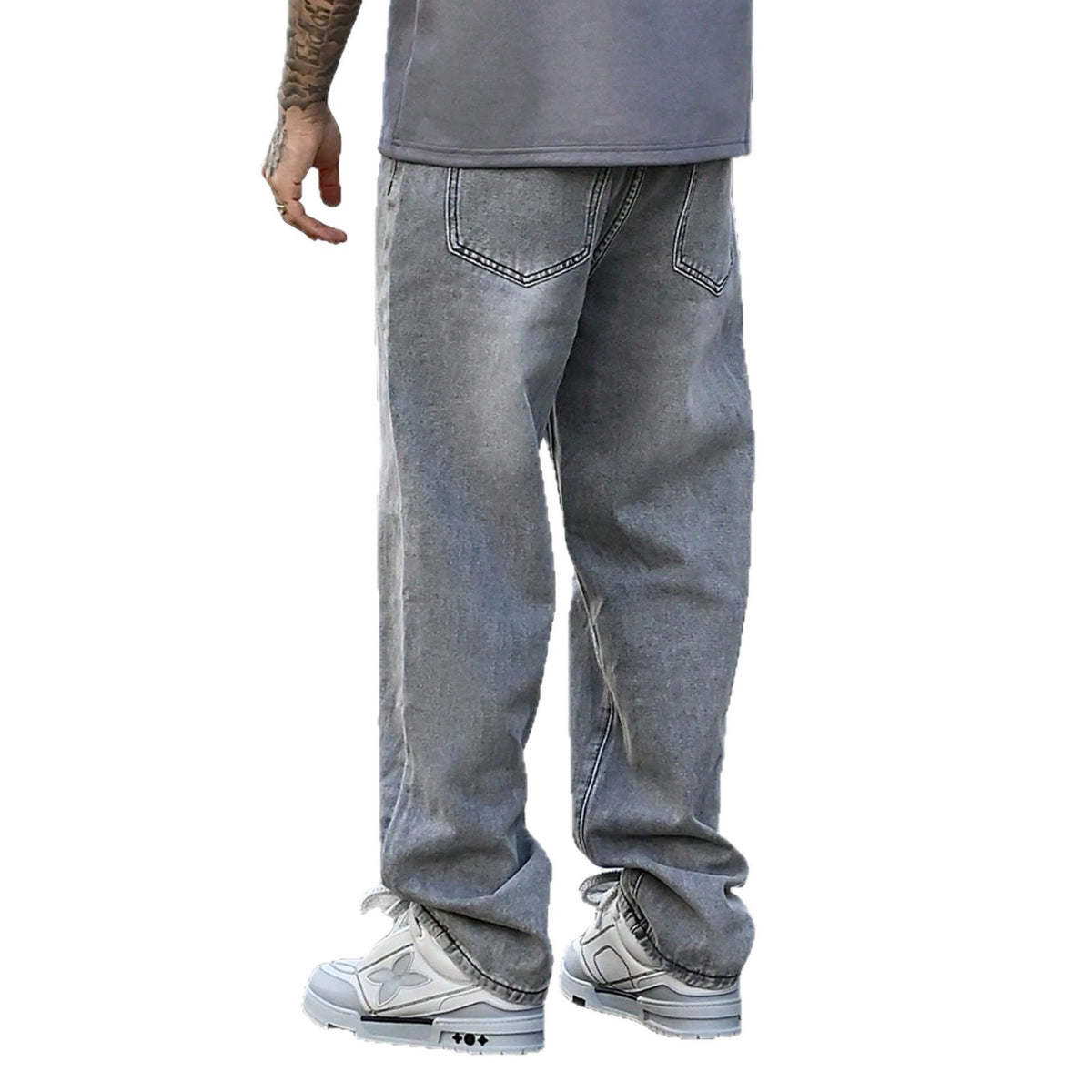 SUÐR Signature Straight Jeans in Grau