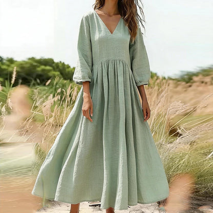 V-neck pleated dress eprolo
