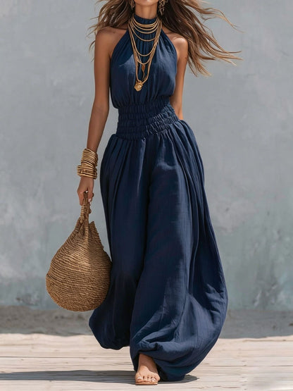Sleeveless hanging neck lantern pants jumpsuit for women eprolo