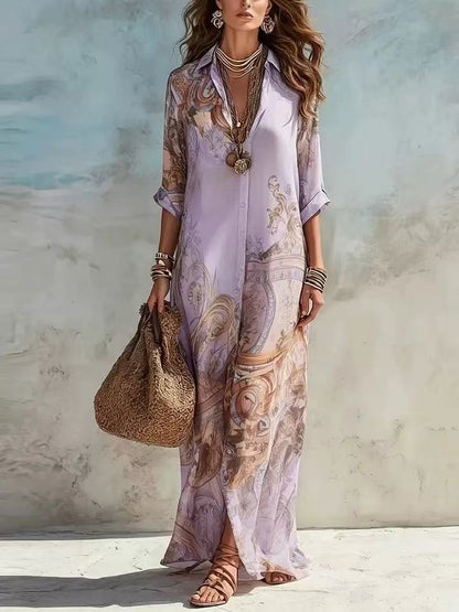 SUÐR - Vintage Chiffon Maxikleid