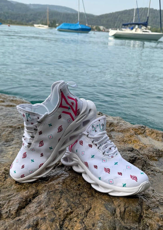 SUÐR 07 Sneaker Herren – Weiß/Pink-Türkis