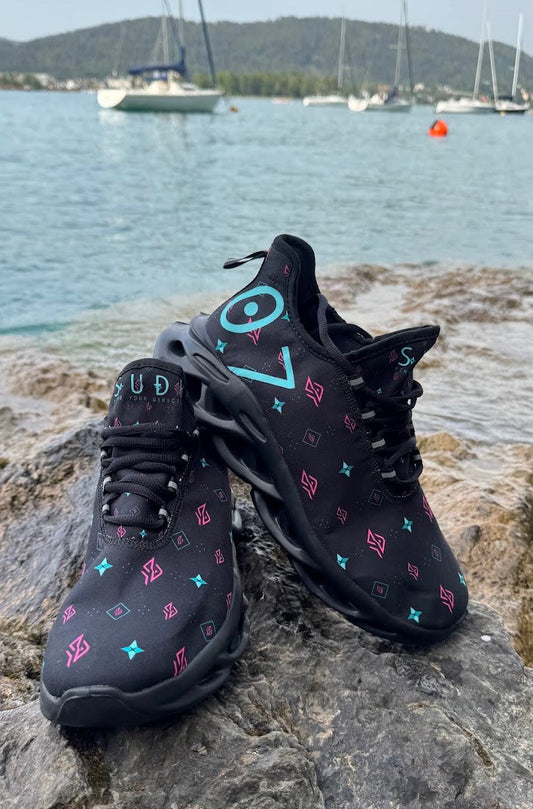 SUÐR 07 Sneaker Damen – Schwarz/Pink-Türkis