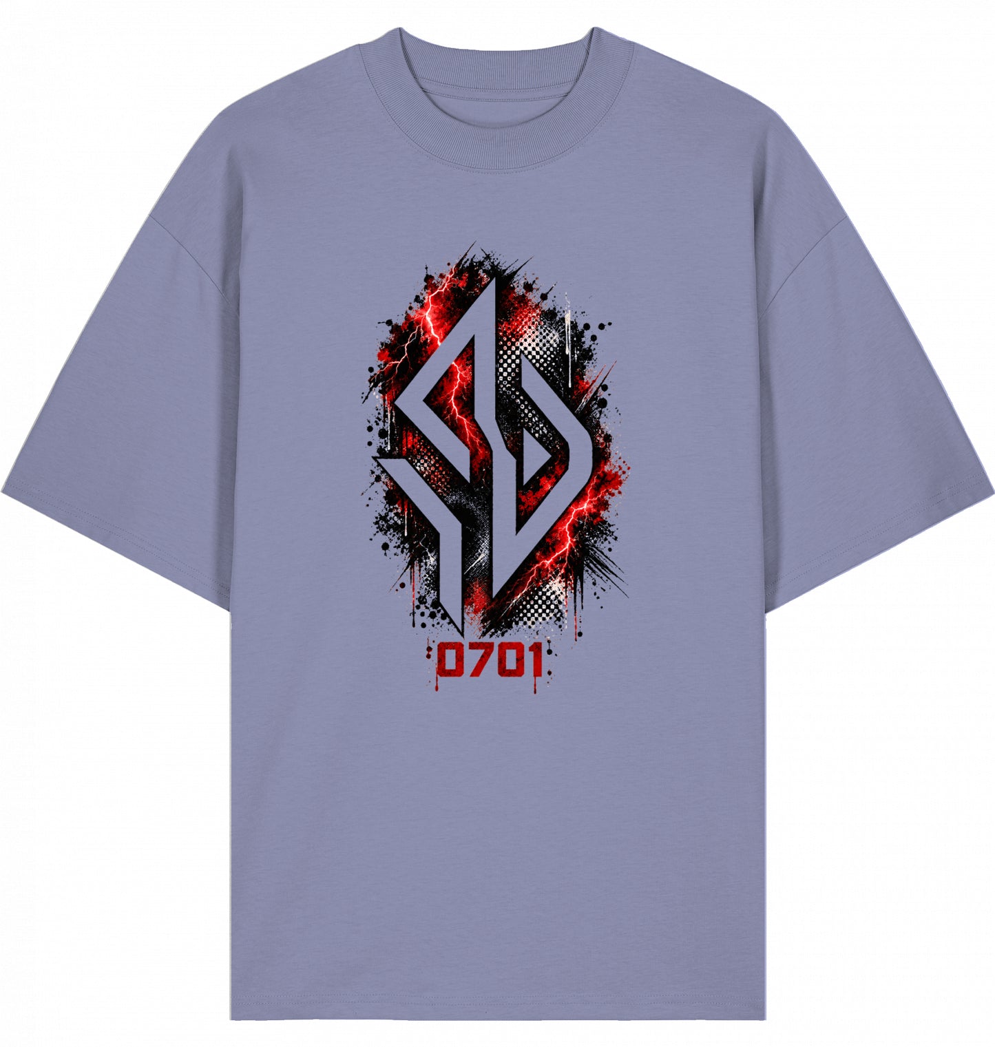 Backpiece 0701 Never Fear 2 Fall – Oversize Tee in Violet, grosser Rückenprint von SUÐR