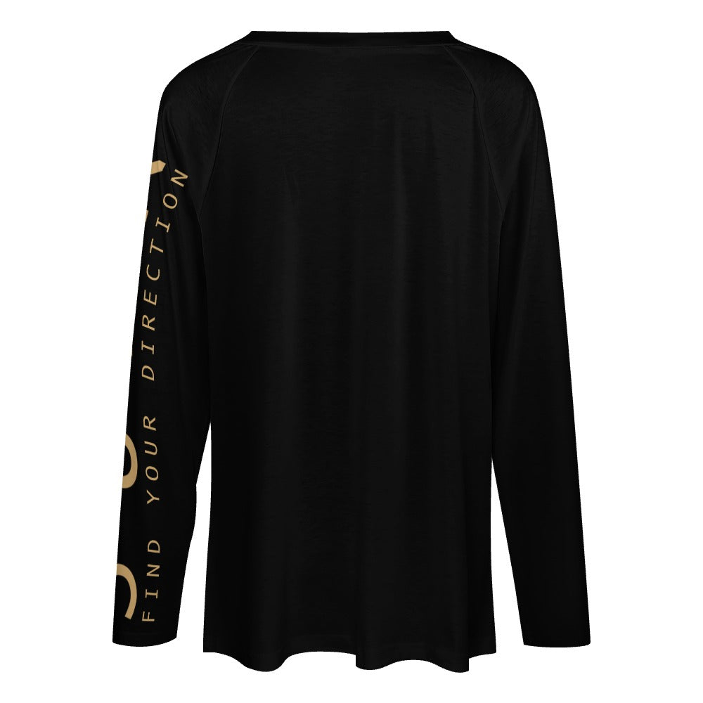 SUÐR FIND Longsleeve Loose Damen – Schwarz