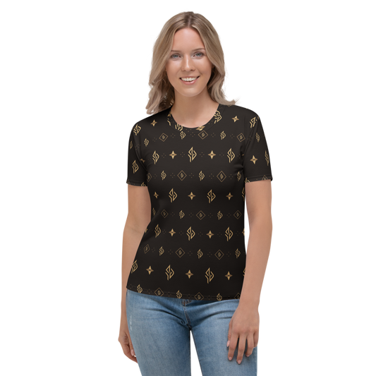 SUÐR Signature Crew Tee női – barna/arany