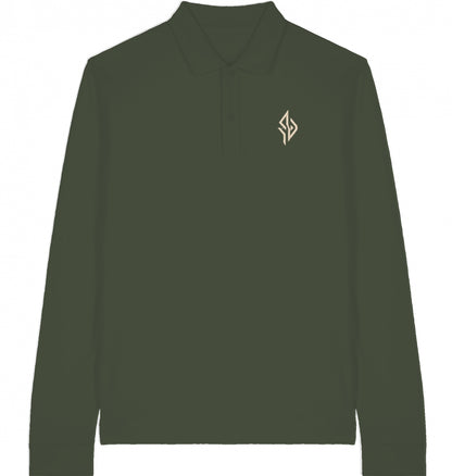 SUÐR Signature Longsleeve Polo in Khaki