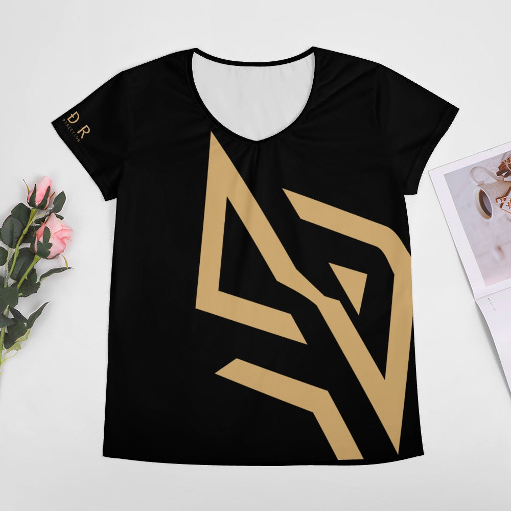 SUÐR Signature V-Neck Tee Damen – viele Farben – V-Neck Tee mit SUÐR-Emblem in Gold