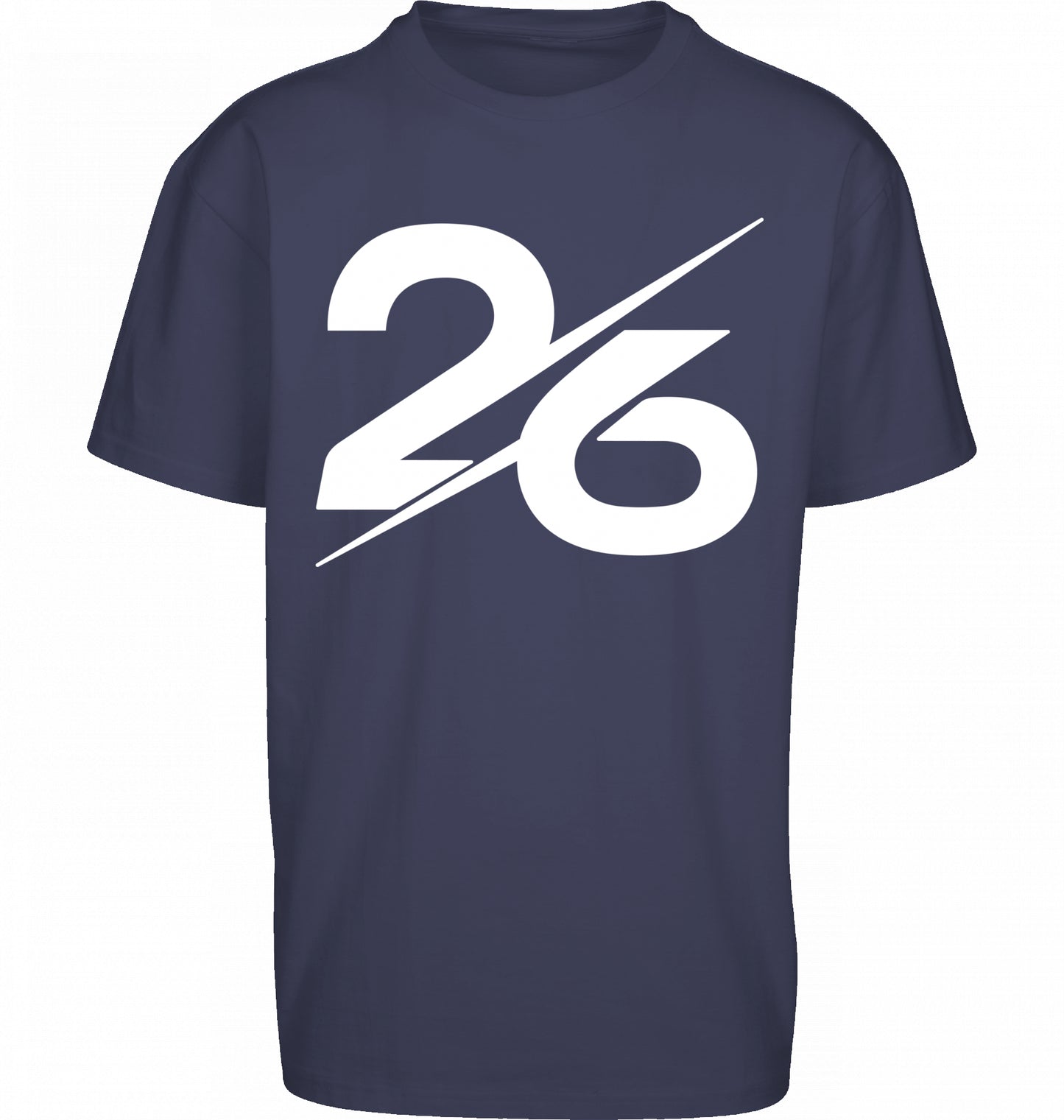 SUÐR FIND Heavy Oversize Tee in Navy – Vorderansicht mit großer 26