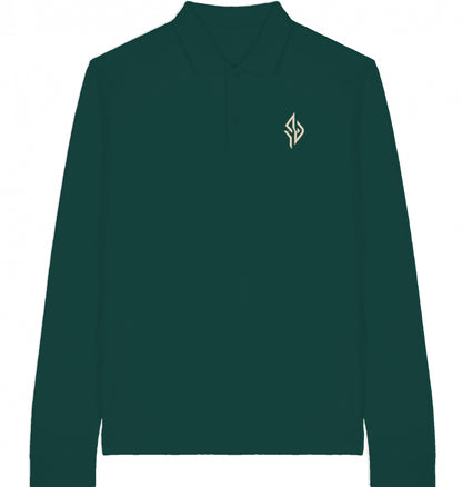 SUÐR Signature Longsleeve Polo in Glazed Green