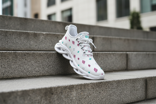 SUÐR 07 Sneaker Herren – Weiß/Pink-Türkis