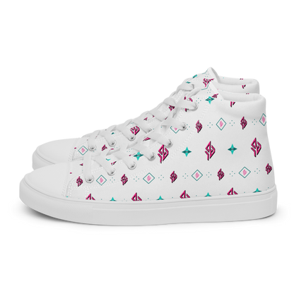 SUÐR Signature High-Top Sneaker Herren – Weiß/Pink-Türkis