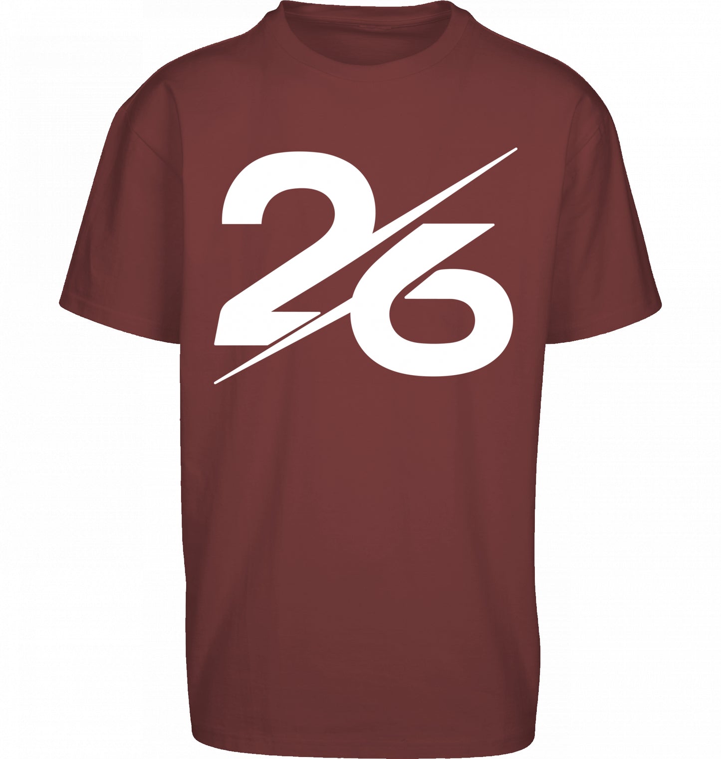 SUÐR FIND Heavy Oversize Tee in Cherry – Vorderansicht mit großer 26