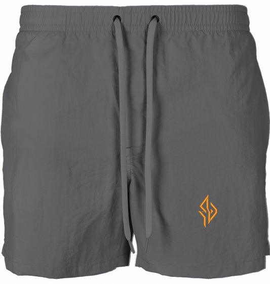 SUÐR Tequila Sunrise Swim Shorts in Dark Shadow