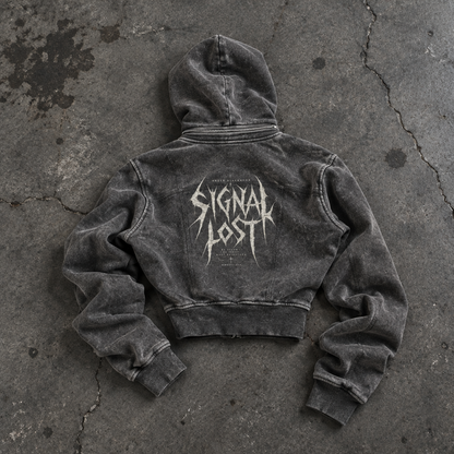 BLACKOUT vintage washed cropped fleece Hoodie – Ansicht 4