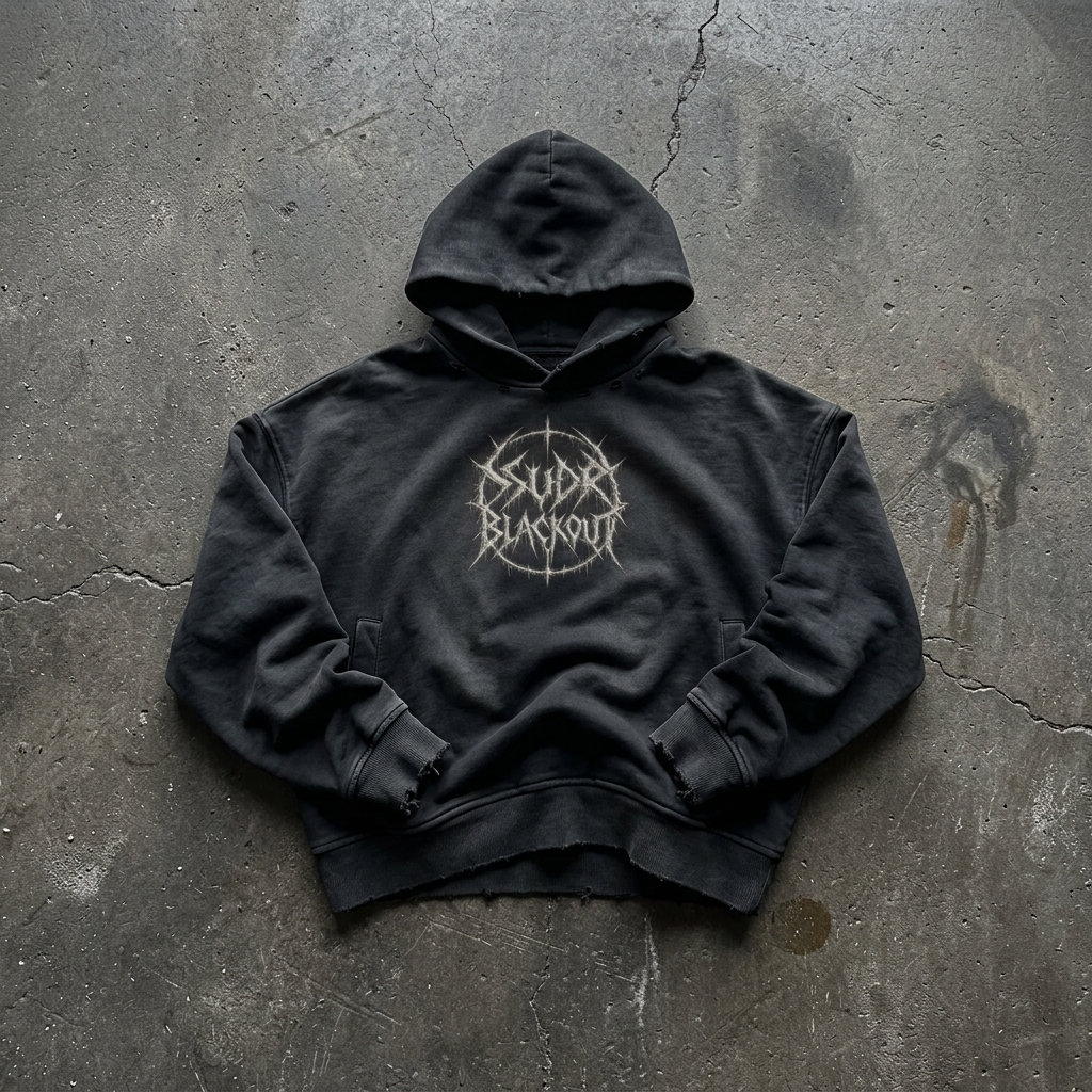 BLACKOUT sunfade distressed boxy Hoodie – Ansicht 1
