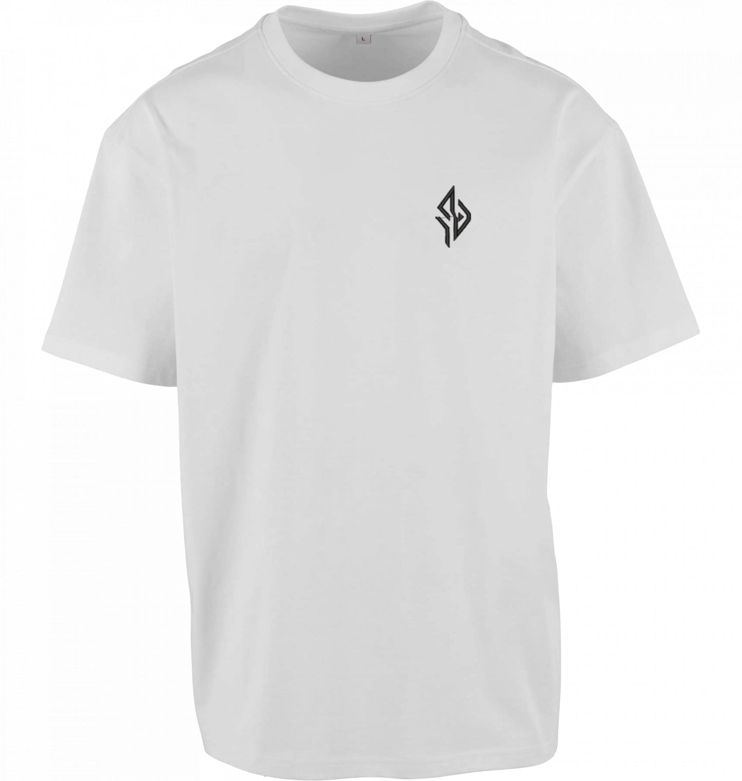 SUÐR FIND Wayfinder Tee in White – Vorderseite mit gesticktem SUÐR-Monogramm auf der Brust