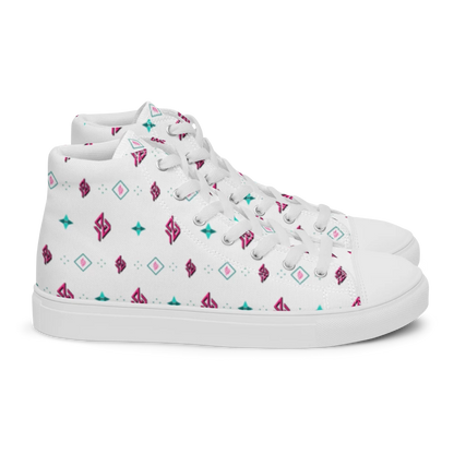 SUÐR Signature High-Top Sneaker Herren – Weiß/Pink-Türkis