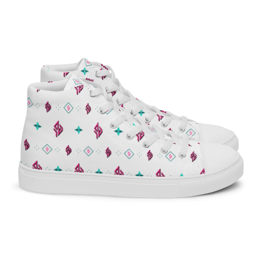SUÐR Signature magas szárú sneaker férfi – fehér/pink-türkiz