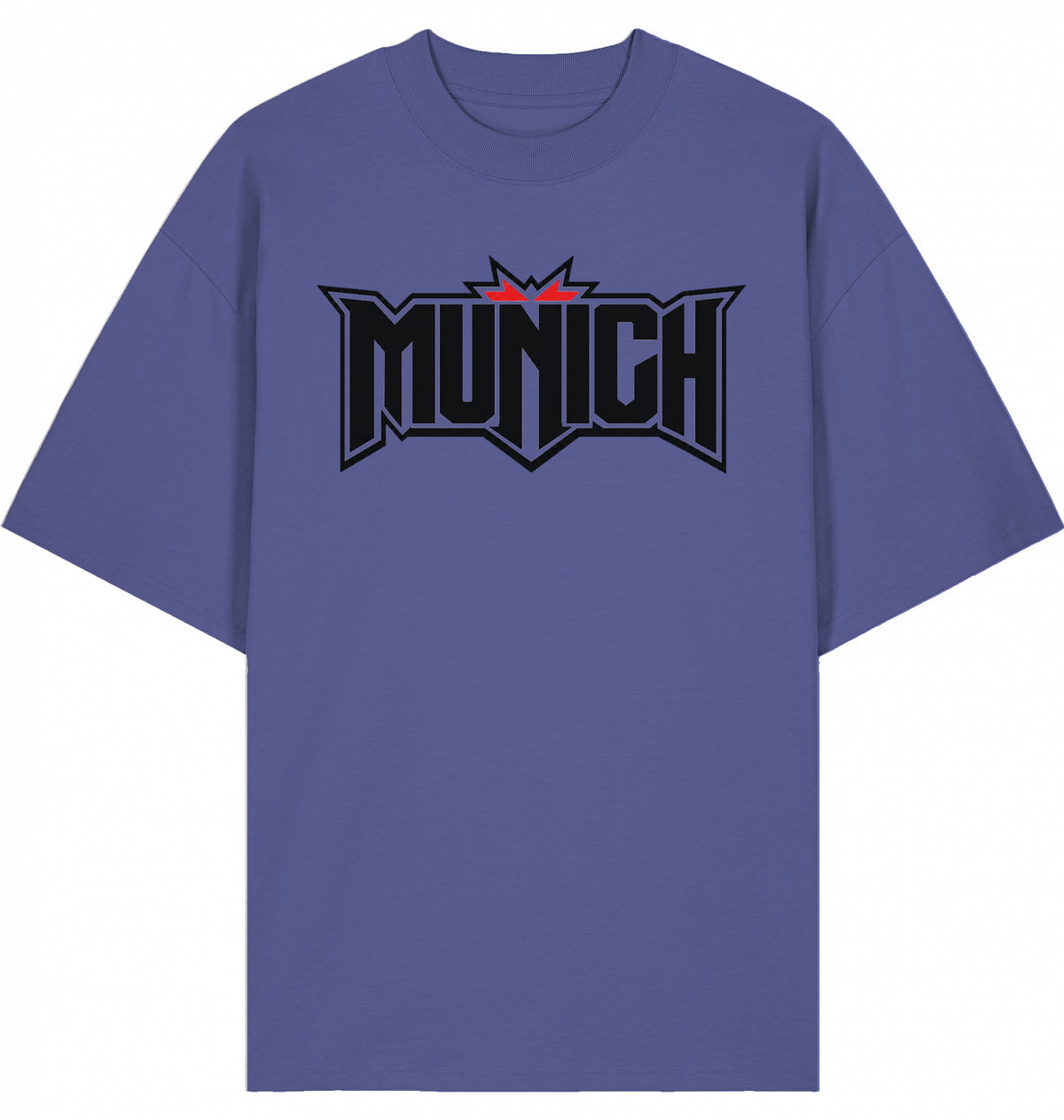 VESTR FEST 01 – MUNICH Oversized Tee in Dusk, MUNICH-Schriftzug vorne, von SUÐR