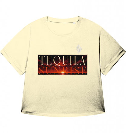 SUÐR Tequila Sunrise Cropped Tee Damen