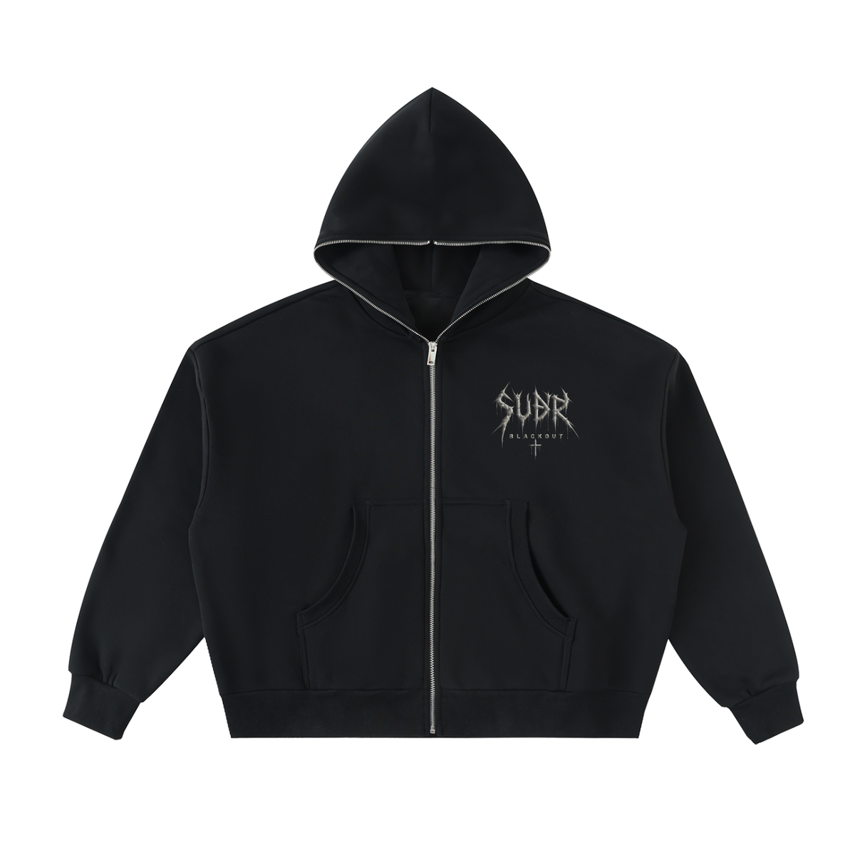 BLACKOUT fleeced full zip boxy Hoodie – Ansicht 3