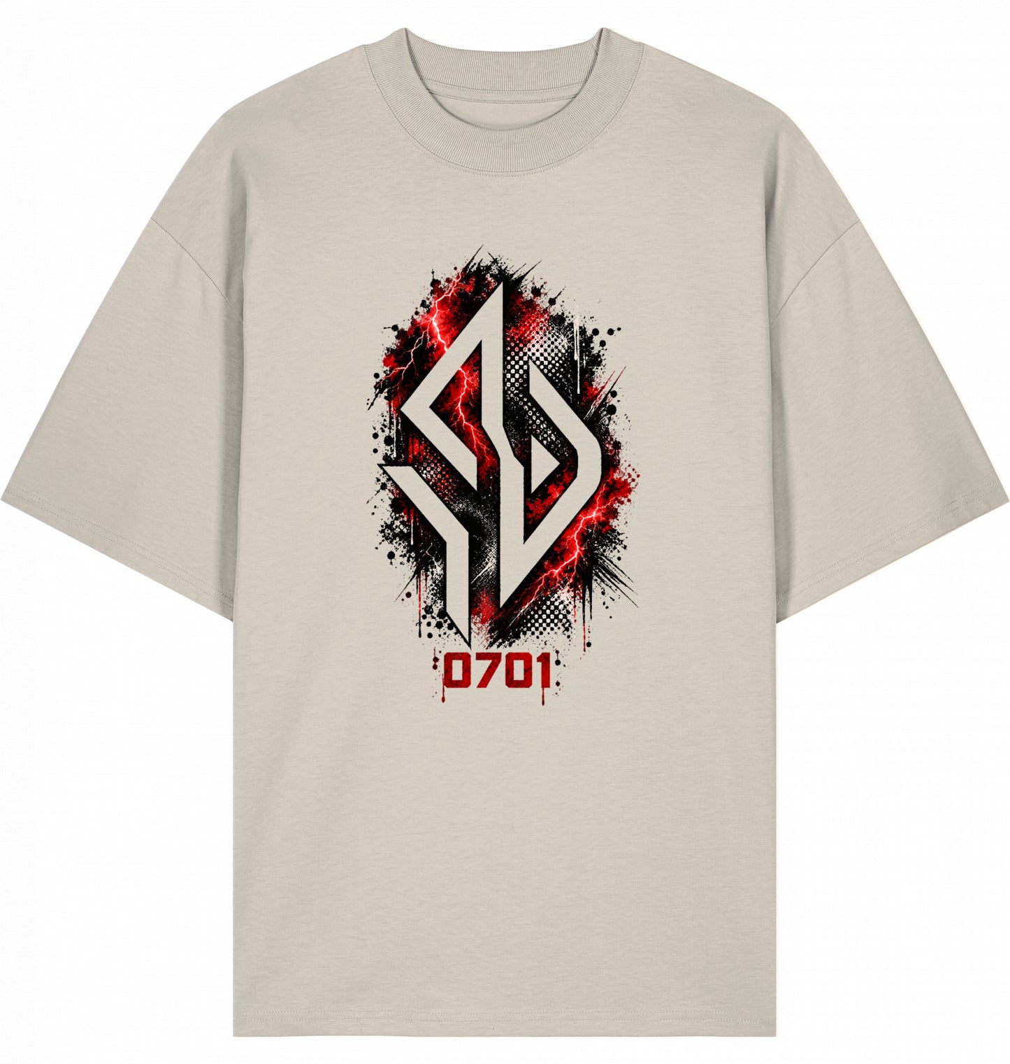 Backpiece 0701 Never Fear 2 Fall – Oversize Tee in Cream, grosser Rückenprint von SUÐR