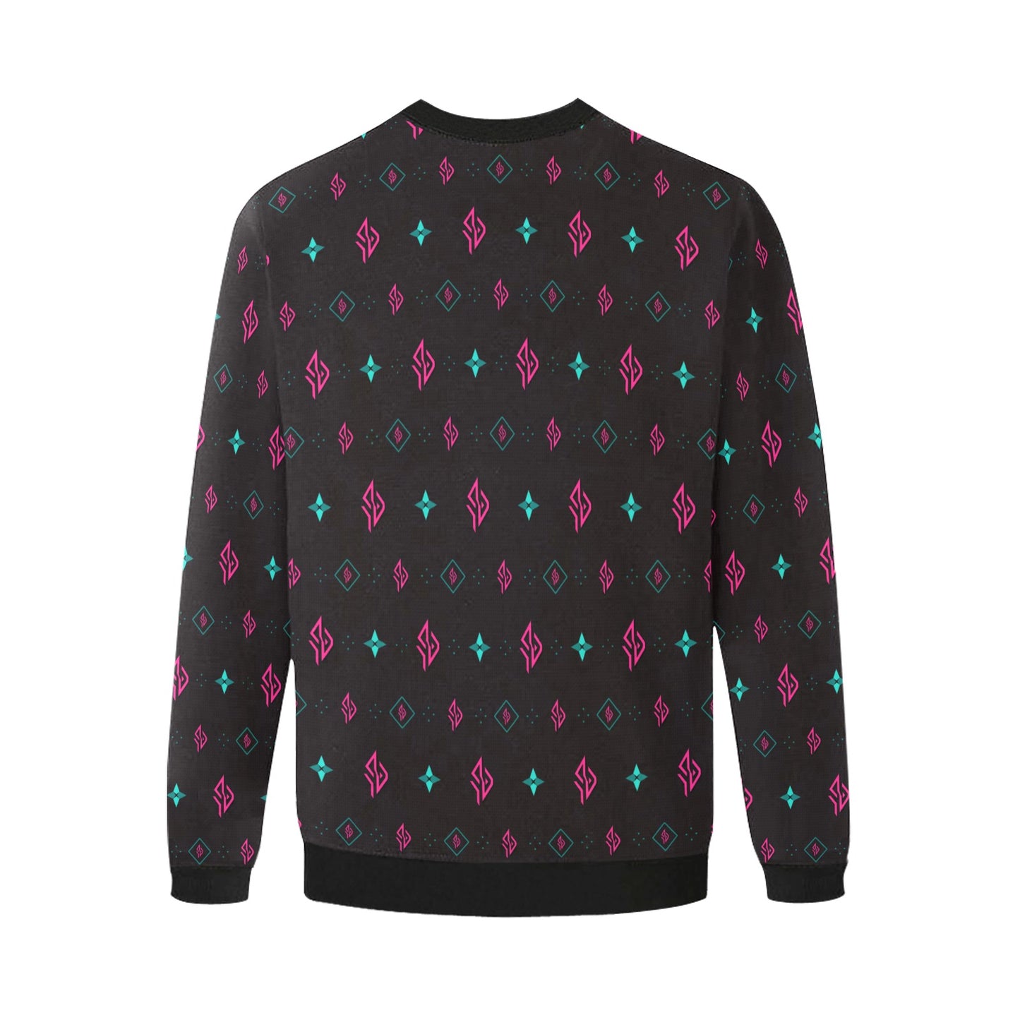 SUÐR Signature Sweatshirt Herren – Schwarz/Pink-Türkis