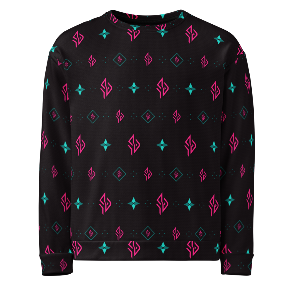 SUÐR Signature Sweatshirt – Schwarz/Pink-Türkis