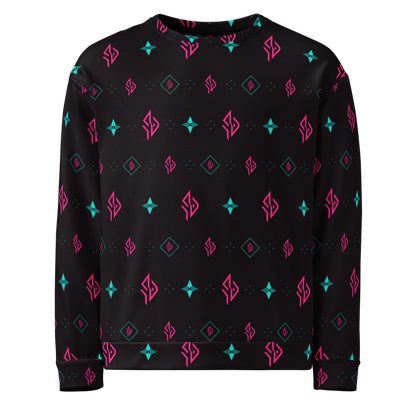 SUÐR Signature Sweatshirt – Schwarz/Pink-Türkis