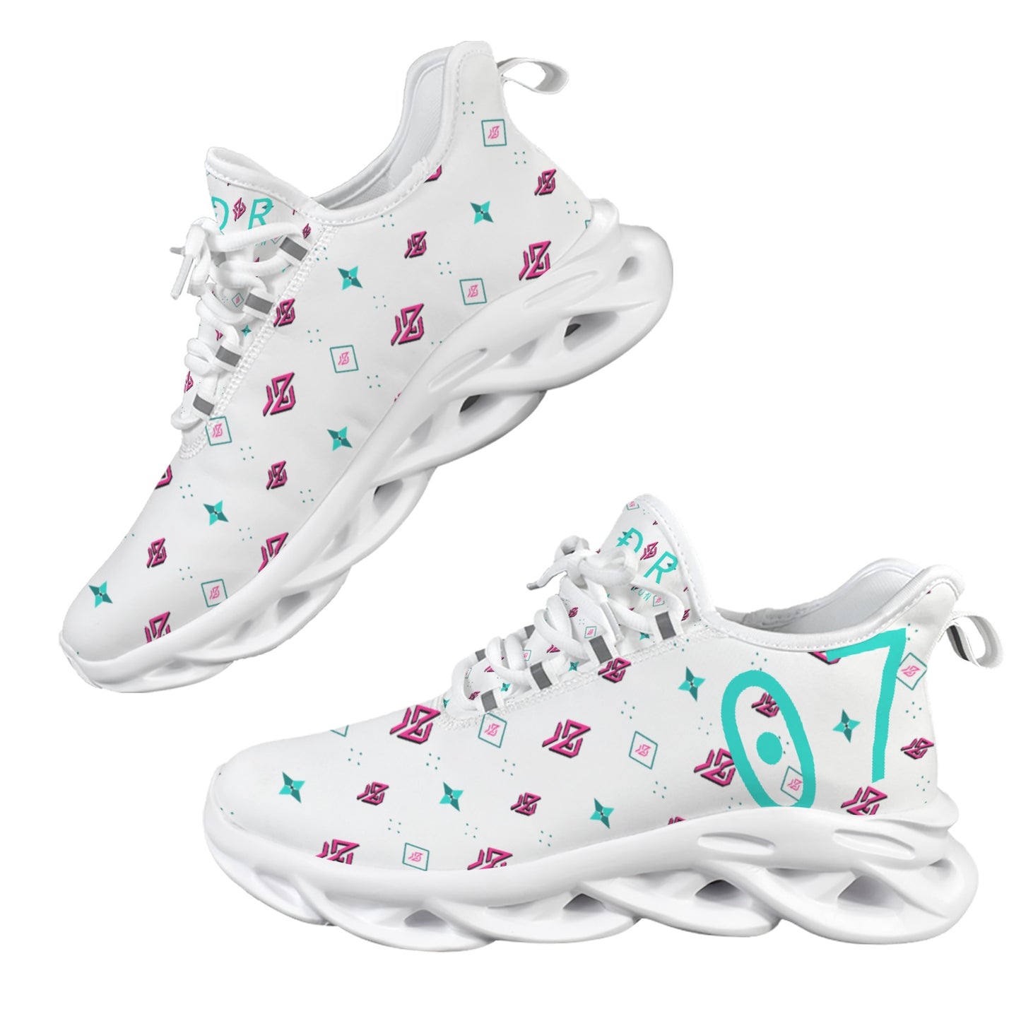 SUÐR Signature 07 Sneaker Damen – Weiß/Pink-Türkis