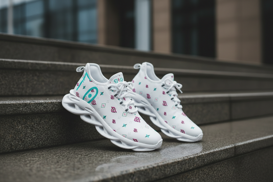 SUÐR 07 Sneaker Damen – Weiß/Pink-Türkis