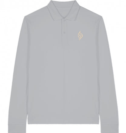 SUÐR Signature Longsleeve Polo in Heather Grey