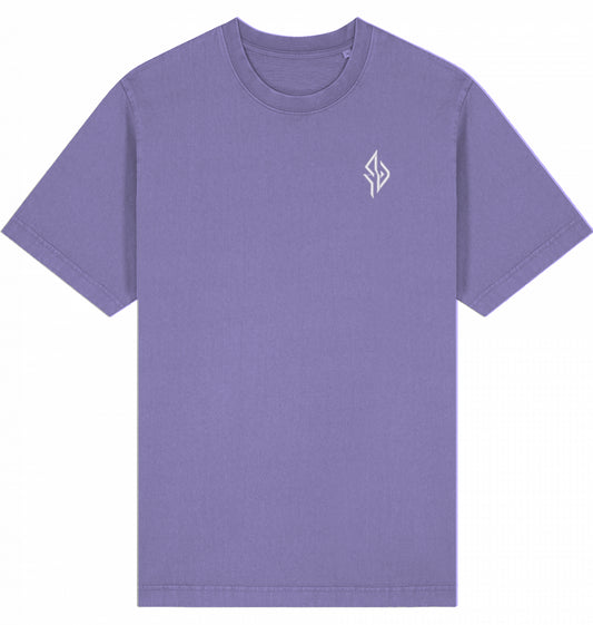 SUÐR FIND Vintage Tee in G. Dyed Purple Love – Vorderansicht