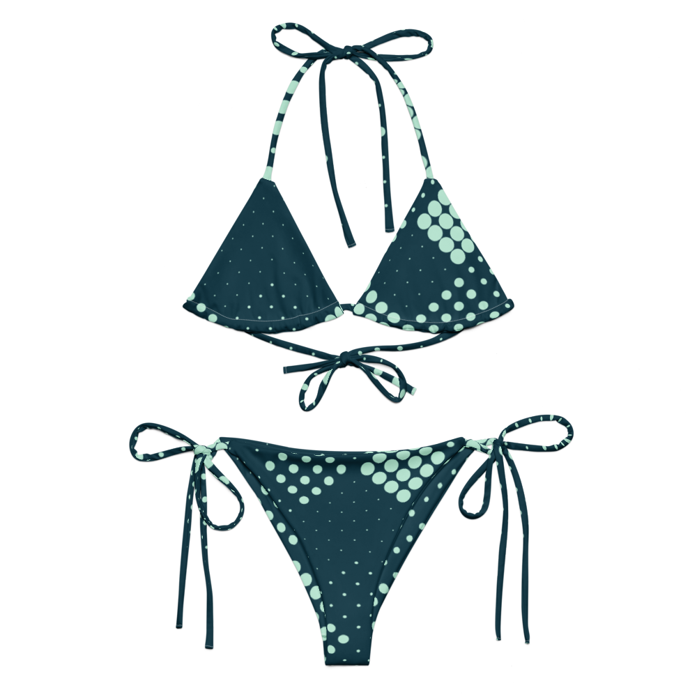 SUÐR-'26 String Bikini Dots Petrol – Bikini-Set in Petrol mit Mint-Punkten