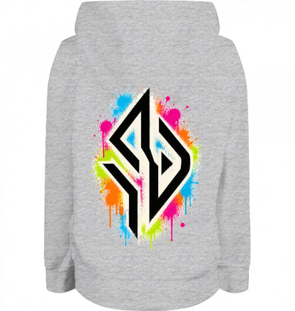 SUÐR Kids Hoodie Organic in Grau meliert, Rückseite mit Emblem