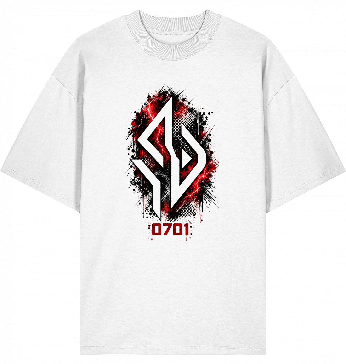 Backpiece 0701 Never Fear 2 Fall – Oversize Tee in White, grosser Rückenprint von SUÐR