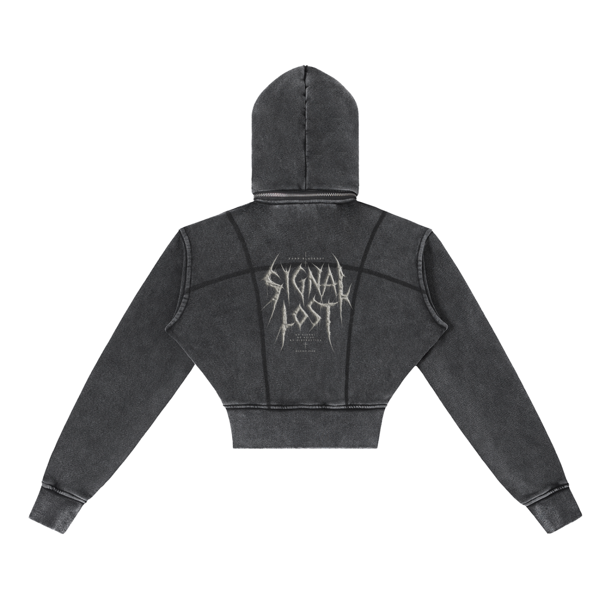 BLACKOUT vintage washed cropped fleece Hoodie – Ansicht 6