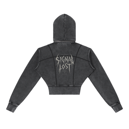 BLACKOUT vintage washed cropped fleece Hoodie – Ansicht 6