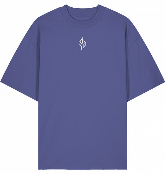 SUÐR FIND Mock Neck Tee in Dusk – Vorderansicht mit gesticktem Emblem