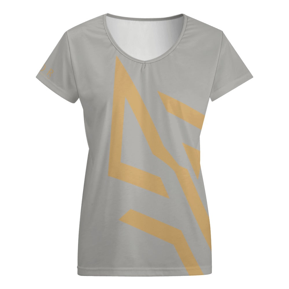 SUÐR Signature V-Neck Tee Damen – viele Farben – V-Neck Tee mit SUÐR-Emblem in Gold