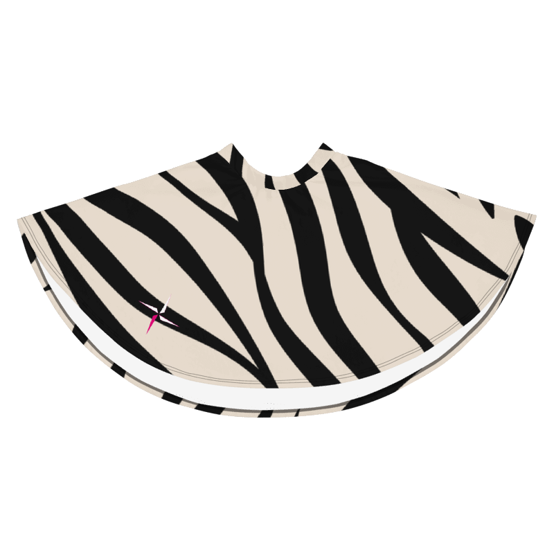 SUÐR-'26 Skater Skirt Zebra – ausgestellter Skater-Rock mit Streifen-Print in Schwarz und Creme