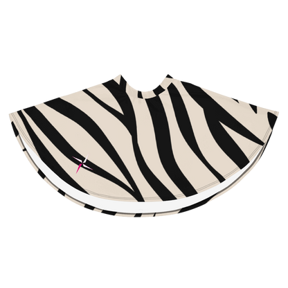 SUÐR-'26 Skater Skirt Zebra – ausgestellter Skater-Rock mit Streifen-Print in Schwarz und Creme