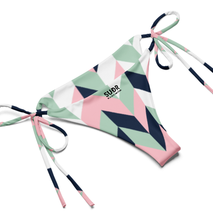 SUÐR-'26 String Bikini Chevron – Bikini-Set mit Fischgrät-Print in Rosé, Mint und Navy