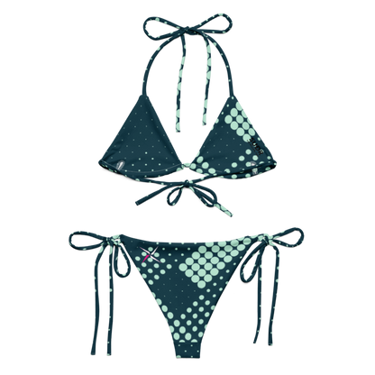 SUÐR-'26 String Bikini Dots Petrol – Bikini-Set in Petrol mit Mint-Punkten