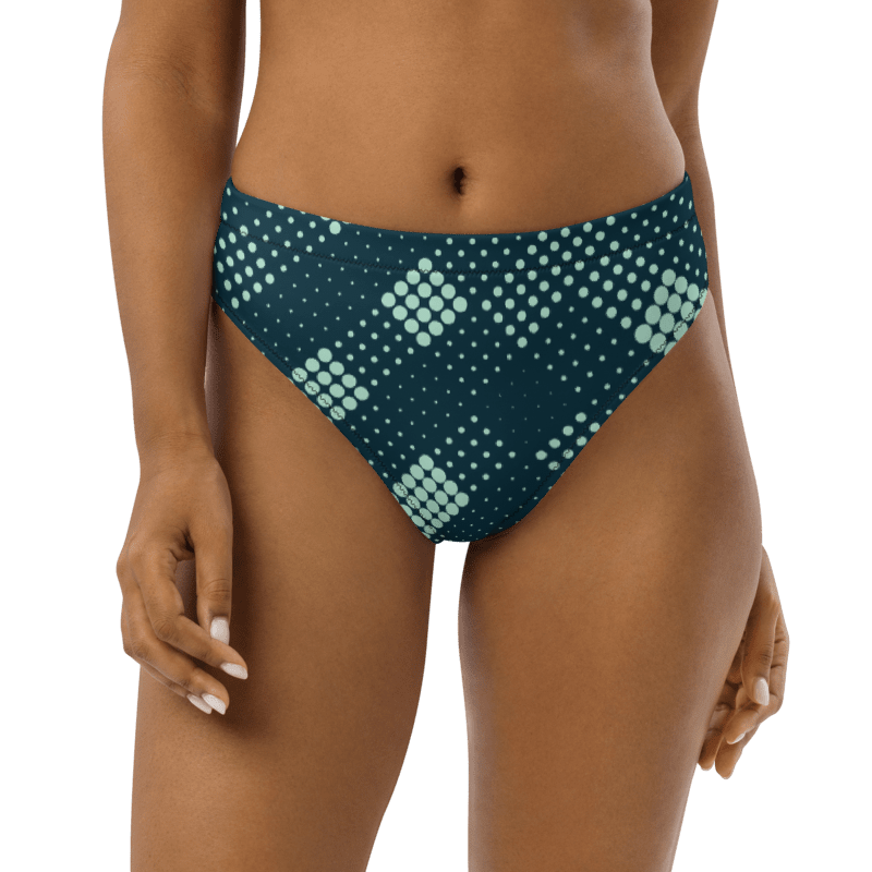 SUÐR-'26 High-Waist Bikini Bottom Dots Petrol – Bikinihose in Petrol mit Mint-Punkten