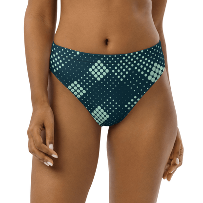 SUÐR-'26 High-Waist Bikini Bottom Dots Petrol – Bikinihose in Petrol mit Mint-Punkten