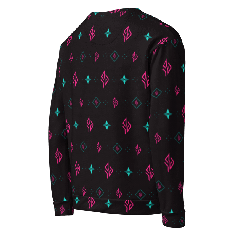 SUÐR Signature Sweatshirt – Schwarz/Pink-Türkis